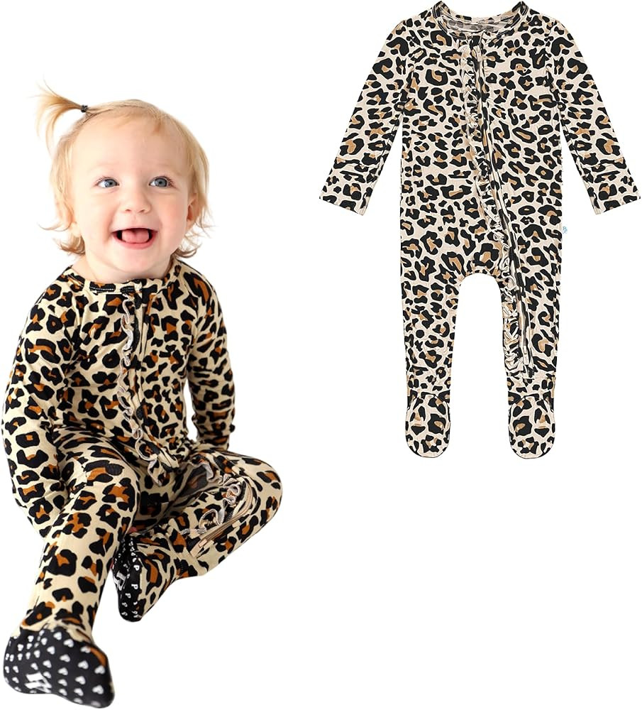 Posh Peanut Footie Pajamas for Baby Girls – Sleepers in Ultra-Soft Viscose from Bamboo with 2-W... | Amazon (US)