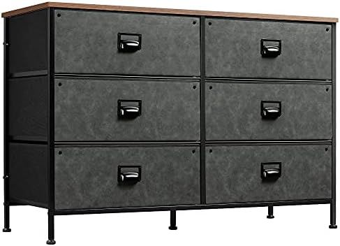 WLIVE Wide Dresser with 6 Drawers, Industrial TV Stand, Entertainment Center with Metal Frame, Woode | Amazon (US)