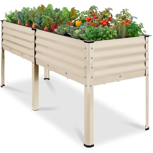 Best Choice Products 72x24x30in Non Toxic Galvanized Raised Garden Bed, Metal Elevated Planter Box, Vegetable Garden, 100% Non Toxic Materials - Beige | Amazon (US)