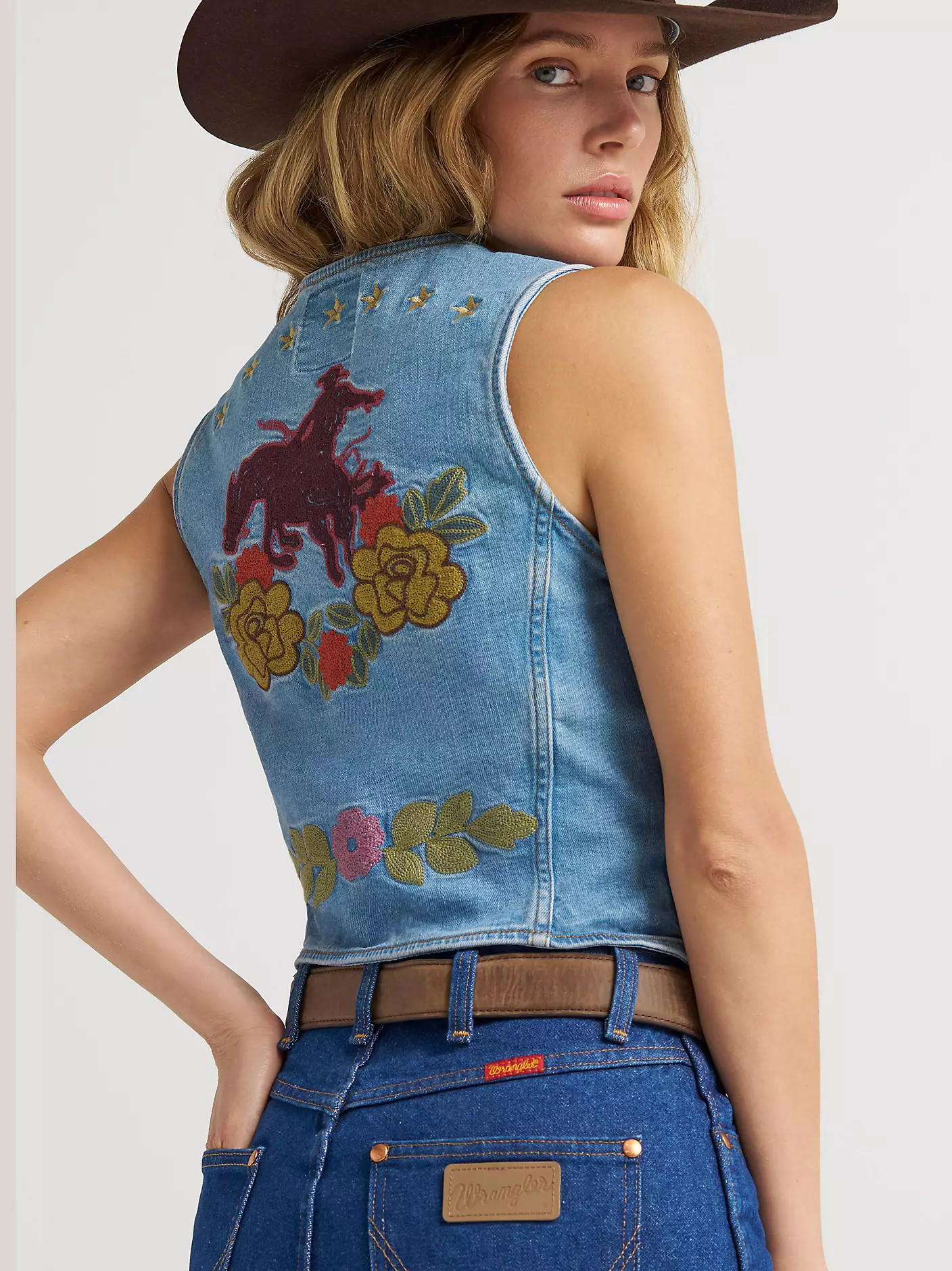 Lainey Wilson x Wrangler Embroidered Denim Vest | Wrangler
