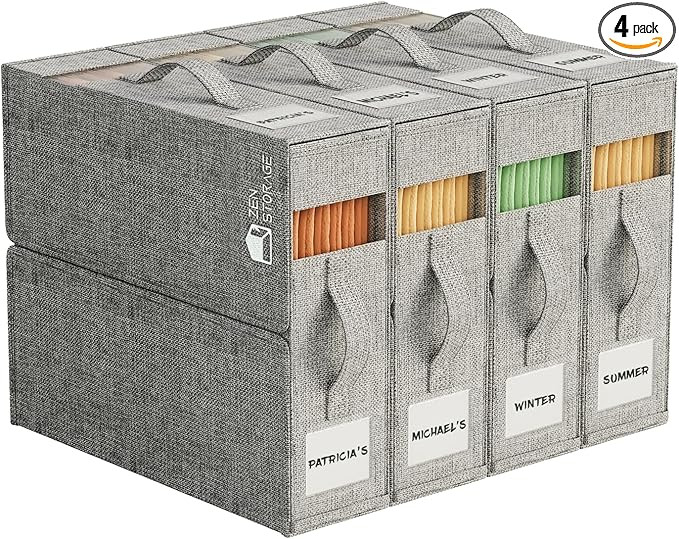 4Pack Sheet Storage Organizer (King & Queen Size) with handle, Foldable Sheet Set Organizer for L... | Amazon (US)