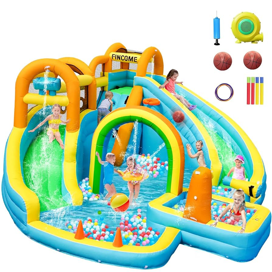 Inflatable Water Slide, Bounce House with Water Slides for Kids Backyard, Blow Up Water Park Boun... | Amazon (US)