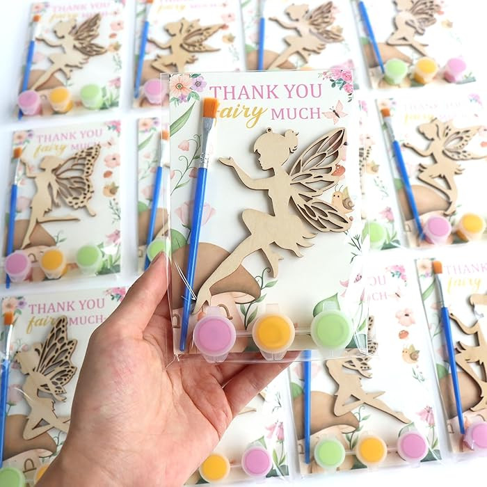 BOIKOKY 12 Pack Pre-Packaged Fairy Party Favors, Wooden Fairy Cutouts with Hanging Hole & Paintin... | Amazon (US)