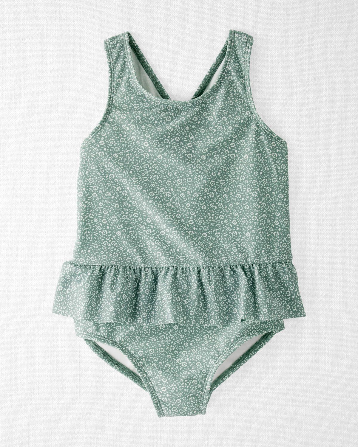Sage Floral Print Toddler Recycled Ruffle Swimsuit | carters.com | Carter's
