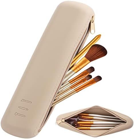 XCRUCC Travel Makeup Brush Holder,Silicone Makeup Brush Holder,Makeup Brush Bbag,BPA free Travel Accessories-Khaki | Amazon (US)