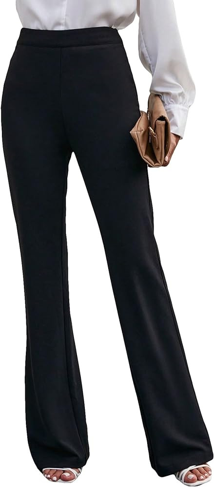 SweatyRocks Women's Elegant High Waisted Bell Bottom Flare Pants Solid Work Office Long Trousers ... | Amazon (US)