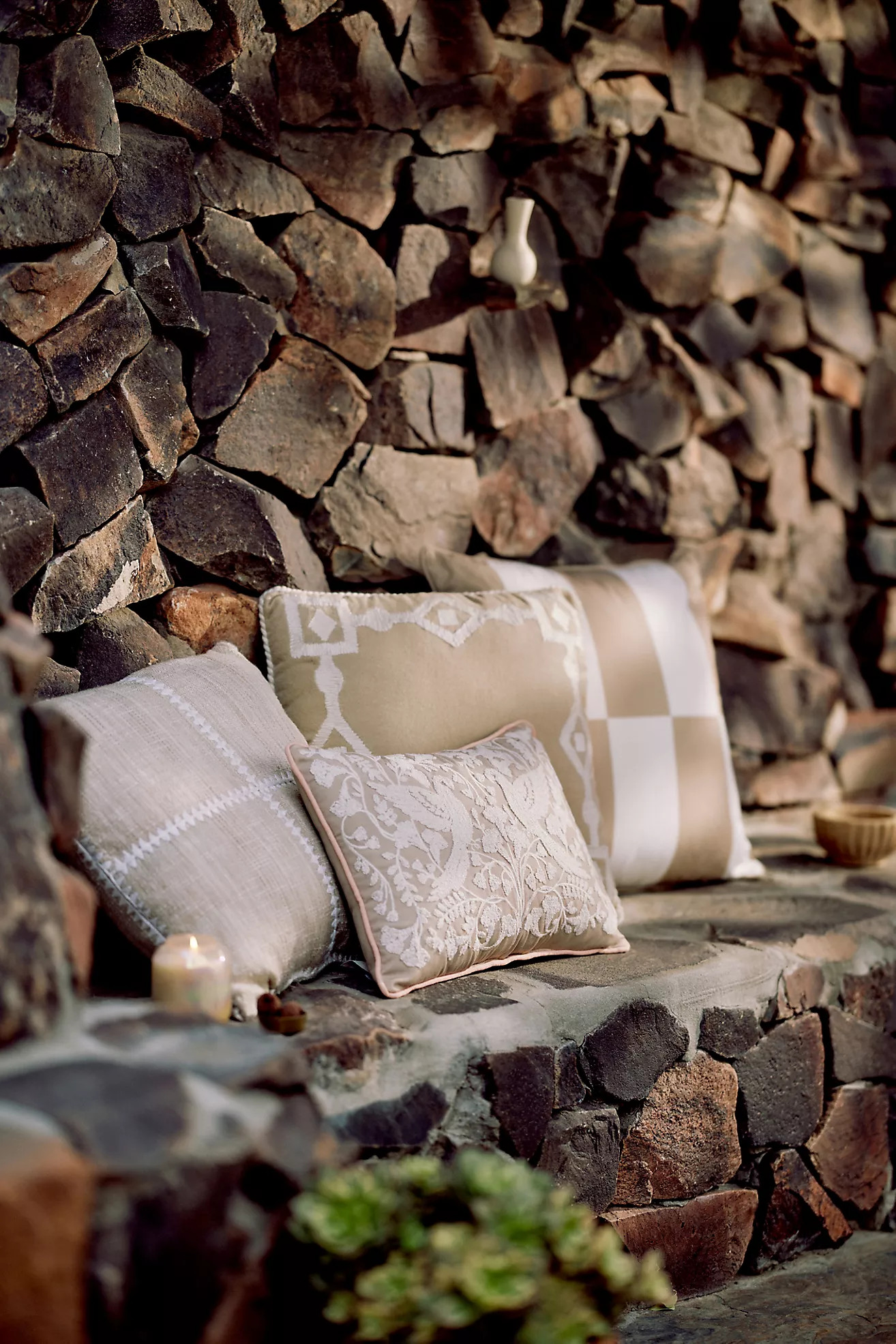 Kenia Embroidered Floral Indoor/Outdoor Pillow | Anthropologie (US)