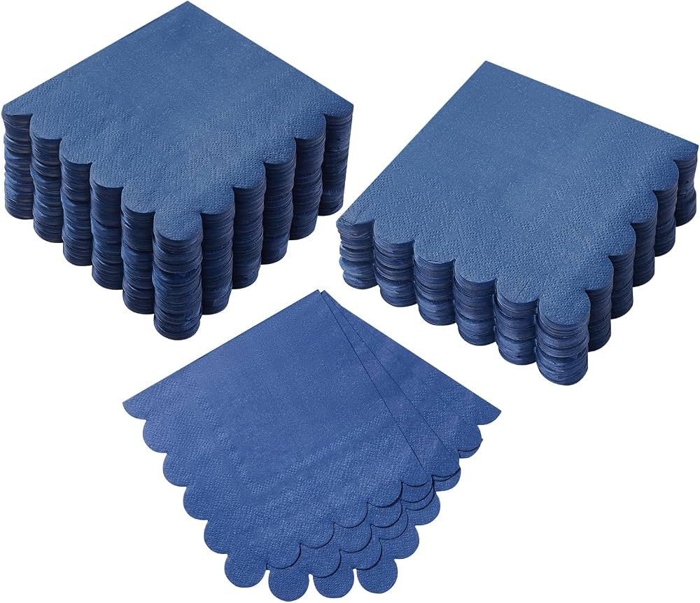 100 Pack Cocktail Napkin 2-Ply Scalloped Edged Dessert Napkins Folded 5 x 5 Inches Disposable Nap... | Amazon (US)
