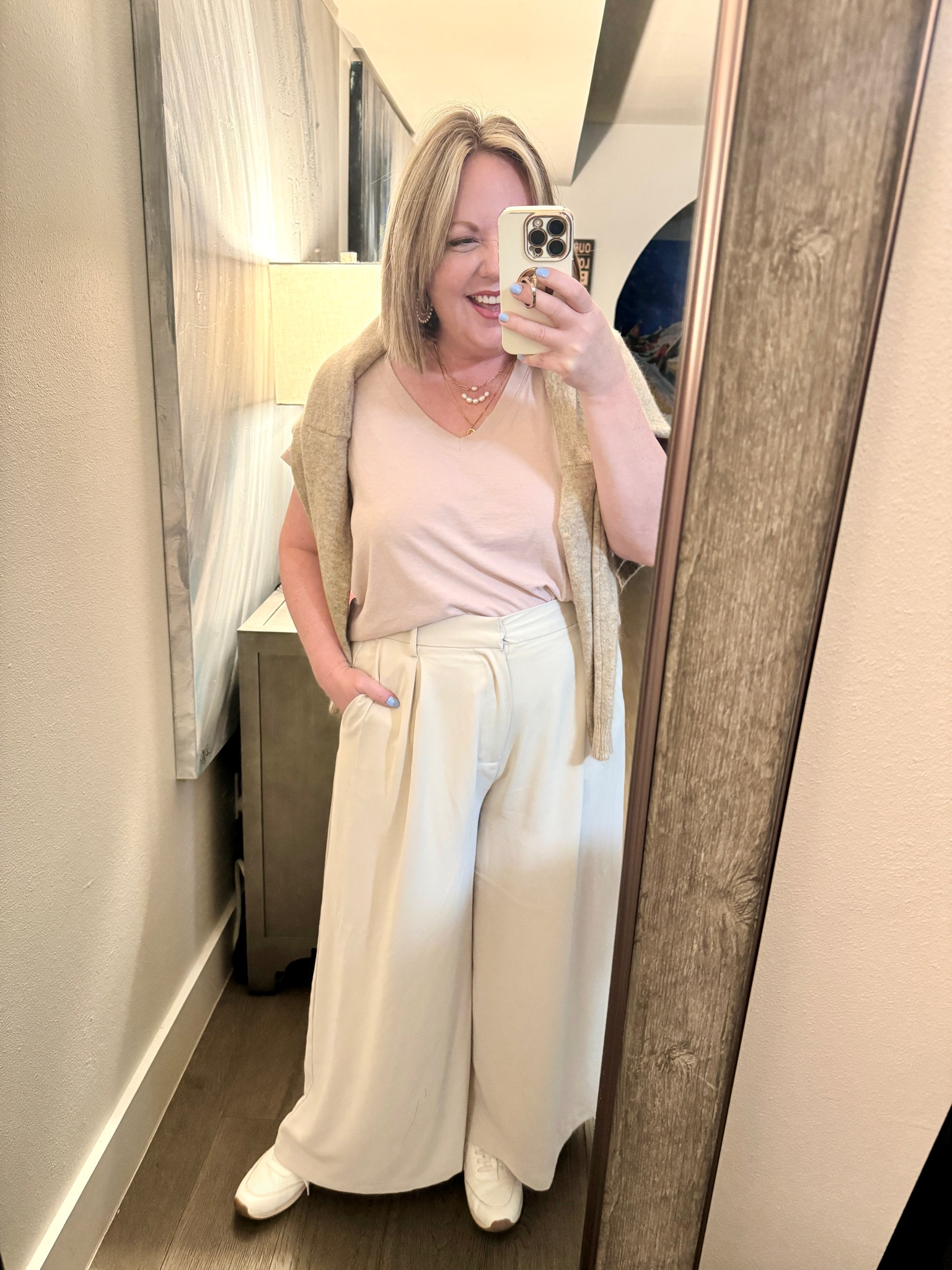 Large tee & sweater; XL short pants 

#LTKover40 #LTKmidsize #LTKfindsunder50