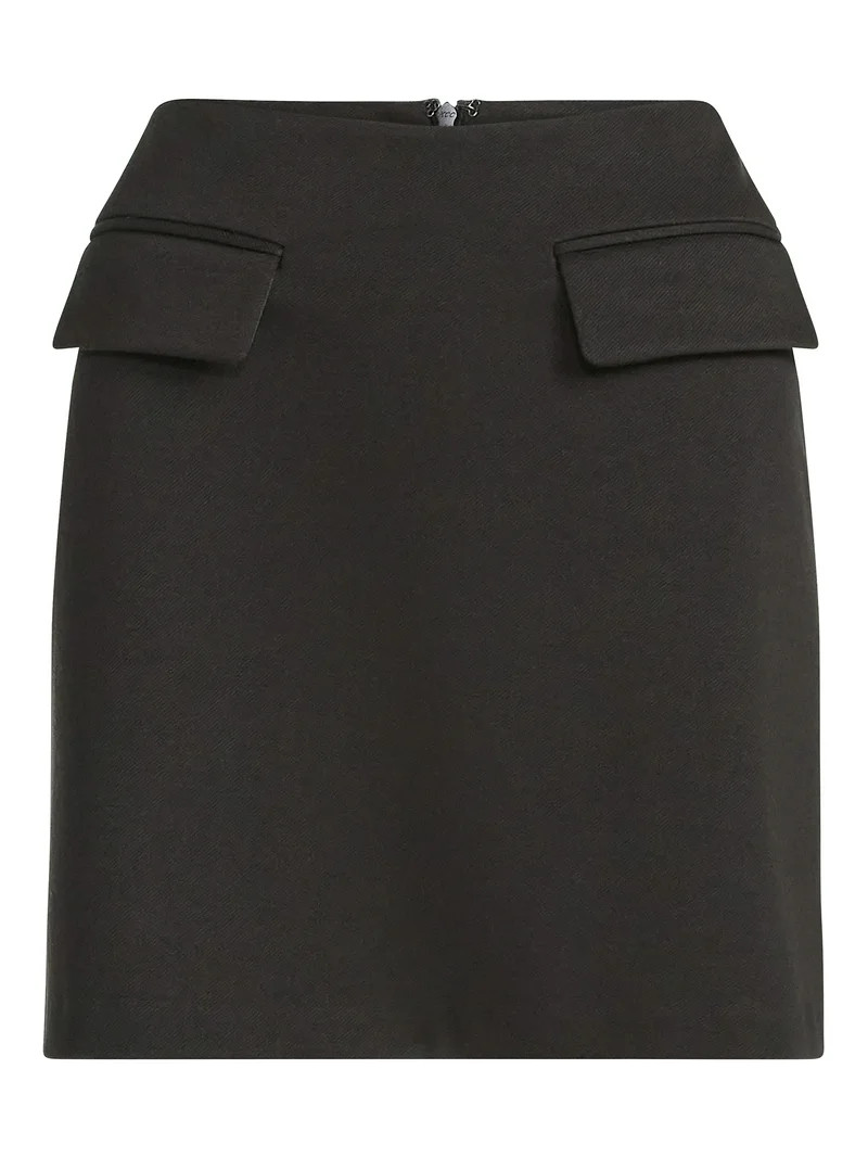 Scoop Women's Twill Ponte Knit Mini Skirt with Faux Flap Pockets, Sizes 0-20 | Walmart (US)