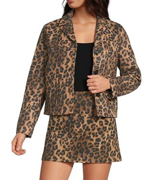 Barren Leopard Print V-Neck Long Sleeve Faux Suede Jacket | Dillard's