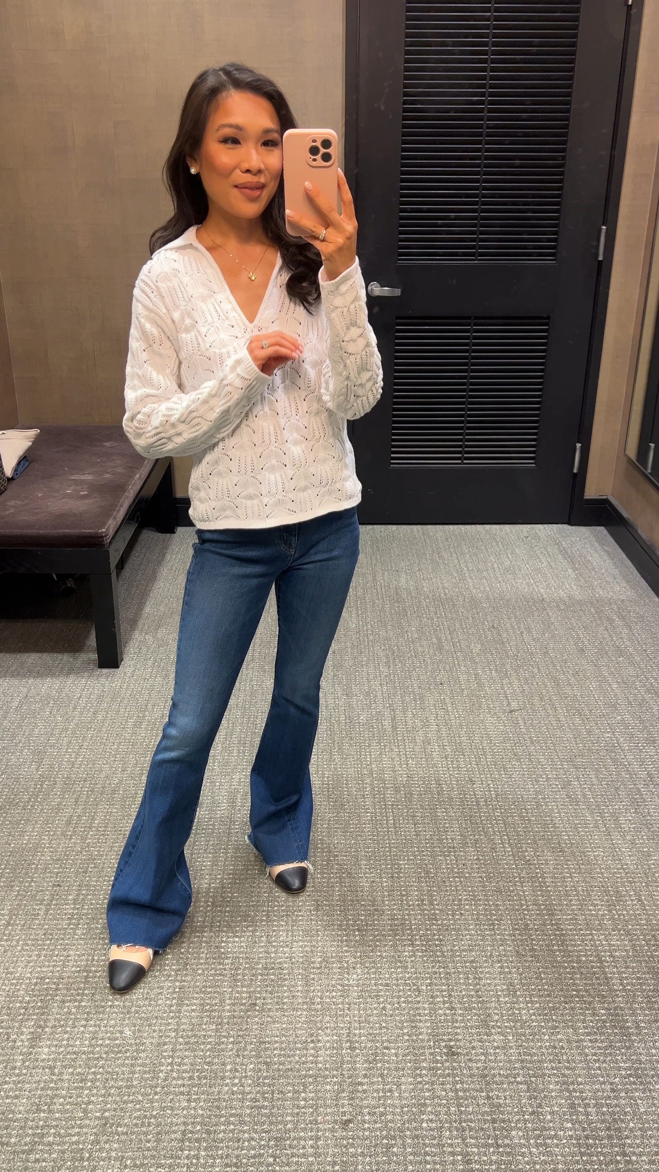 Pointelle sweater in size XS paired with flare jeans in size 24. Would look pretty for fall and winter outfits! Both are on sale for the Nordstrom Anniversary Sale! Open to all Nordy cardmembers and opens to rest of public on the 15th! 

#LTKxNSale #LTKSummerSales #LTKStyleTip