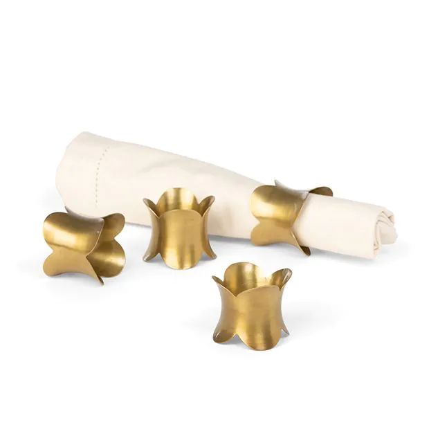 Simply Scalloped Brass Napkin Rings Set of 4 | Antique Farm House