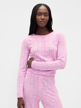 Lightweight CashSoft Pointelle Heart PJ Top | Gap (US)