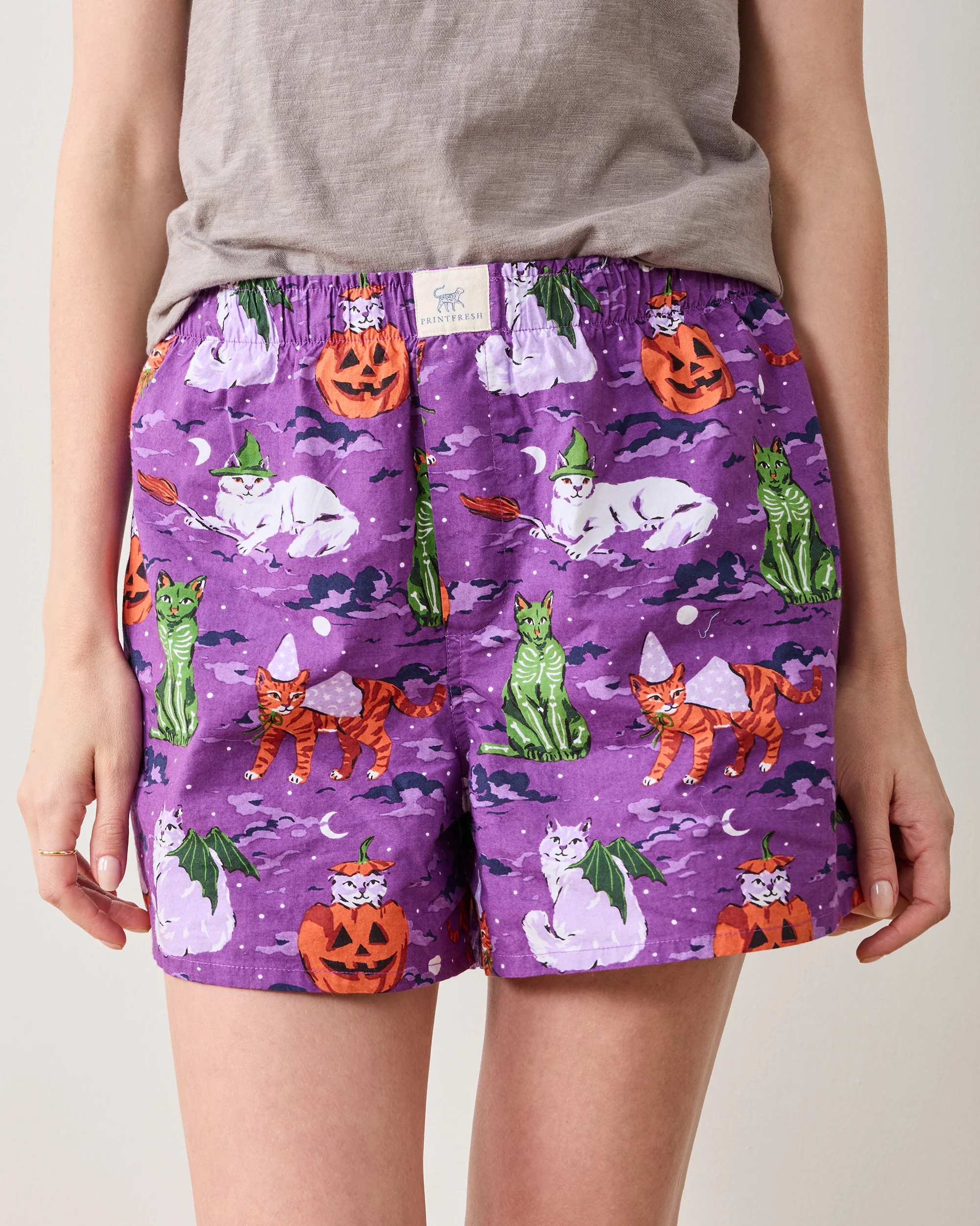 Halloween House Cats - Boyfriend Boxer - Purple Tonic | Printfresh