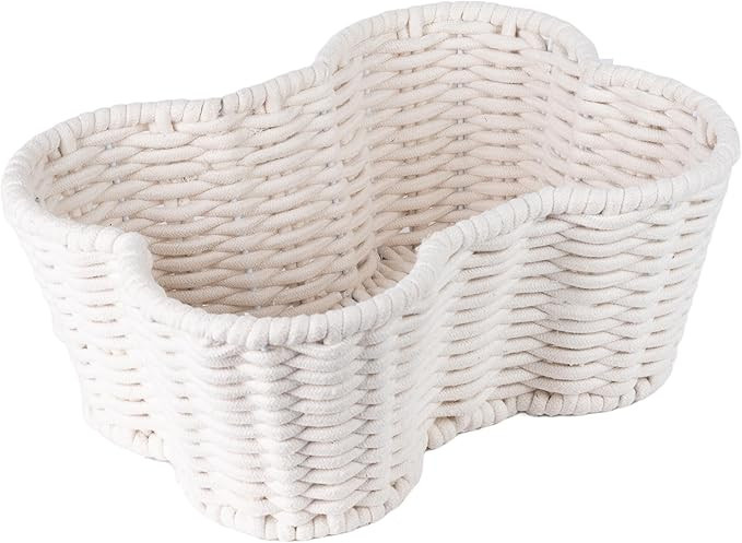 Dog Toy Basket, Handmade Dog Toy Bin, Bone Shaped Pet Organizer, Cat Storage Box (Cotton Rope, 17... | Amazon (US)