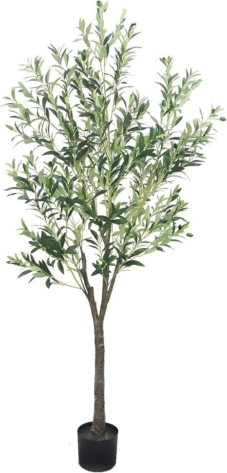 GUYUSO 6ft(72in,1326 Leaves) Tall Artificial Tree Artificial Olive Tree in Plastic Pot Faux Olive... | Amazon (US)