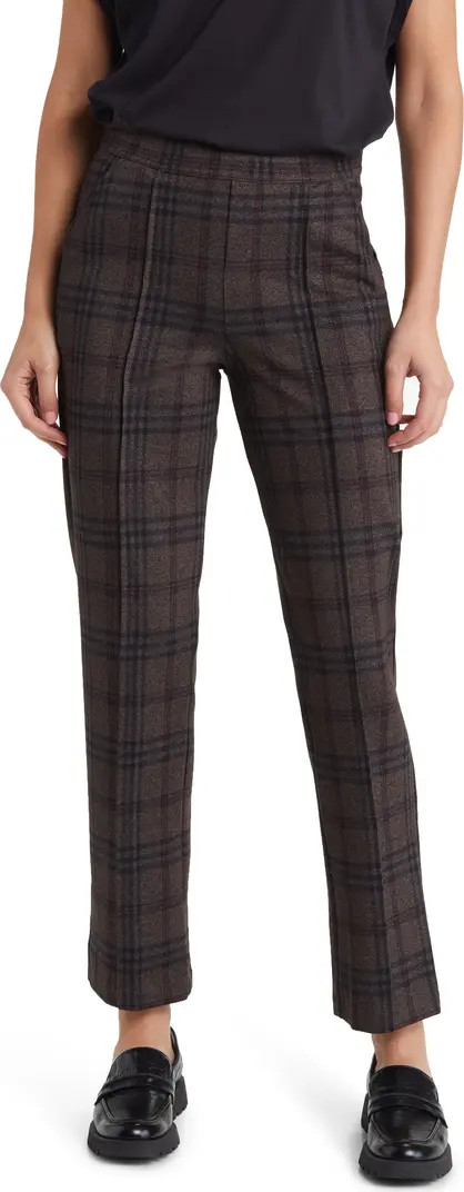 Pintuck Plaid Pull-On Trousers | Nordstrom