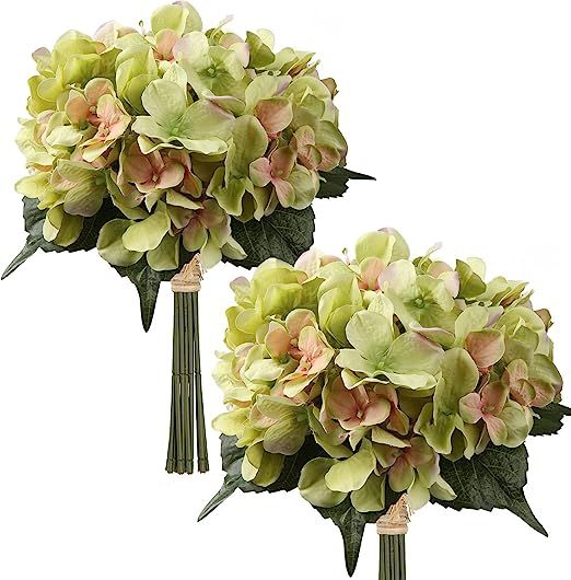 Artificial Hydrangea Flowers 12" Silk Hydrangea Flowers Bouquet Fake Hydrangea Fake Flowers for W... | Amazon (US)