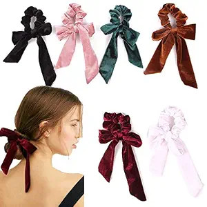 6Pcs Hair Scrunchies Bowknot Velvet Elastics Hair Bands Scrunchy Hair Rope Ties Hair Bow Ponytail... | Amazon (US)