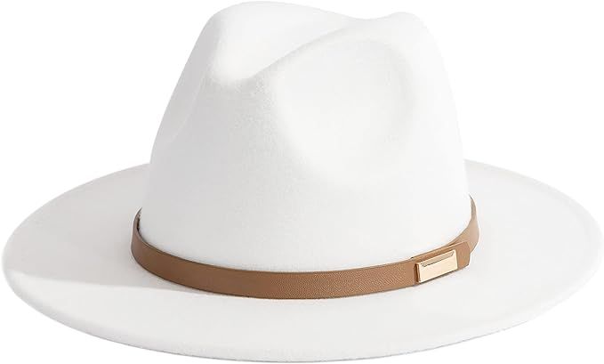 Gossifan Fedora Hats for Men Wide Brim Panama Hat with Classic Belt | Amazon (US)