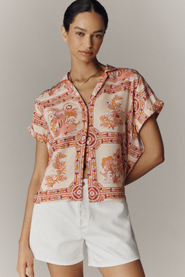 The Brenna Short-Sleeve Buttondown Shirt | Anthropologie (US)