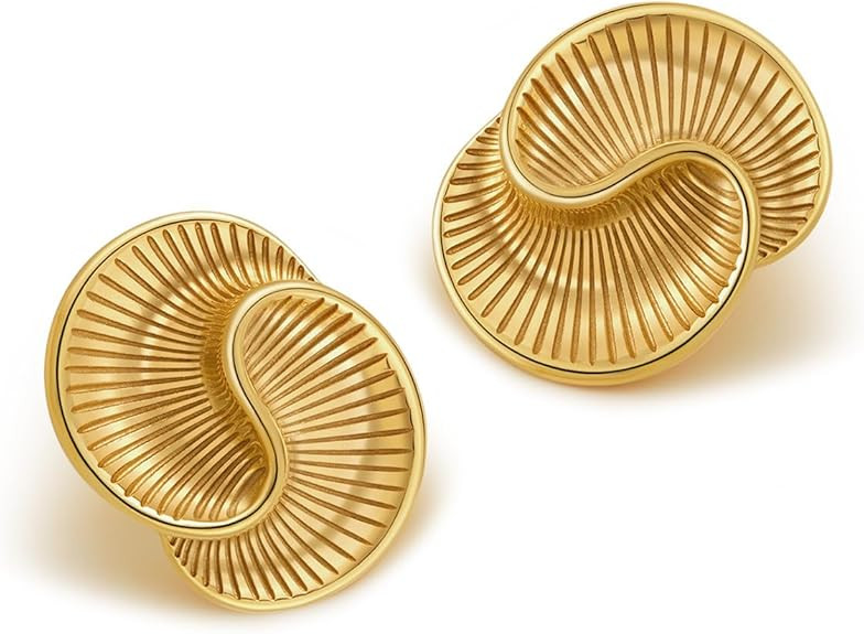 Chunky Gold Stud Earrings for Women Trendy, Statement Big Large Vintage Gold Hypoallergenic Earri... | Amazon (US)