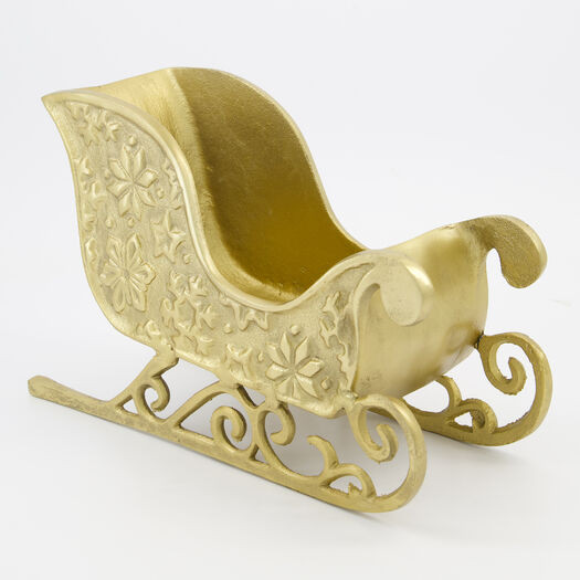 Gold Tone Sleigh Christmas Decoration 20x28cm | TK Maxx