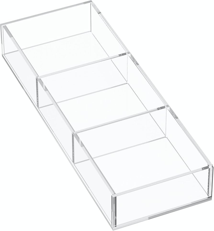 HIIMIEI 3 Section Acrylic Drawer Organizer Tray, Clear Desk Makeup Tray Organizer for Drawer, Off... | Amazon (US)