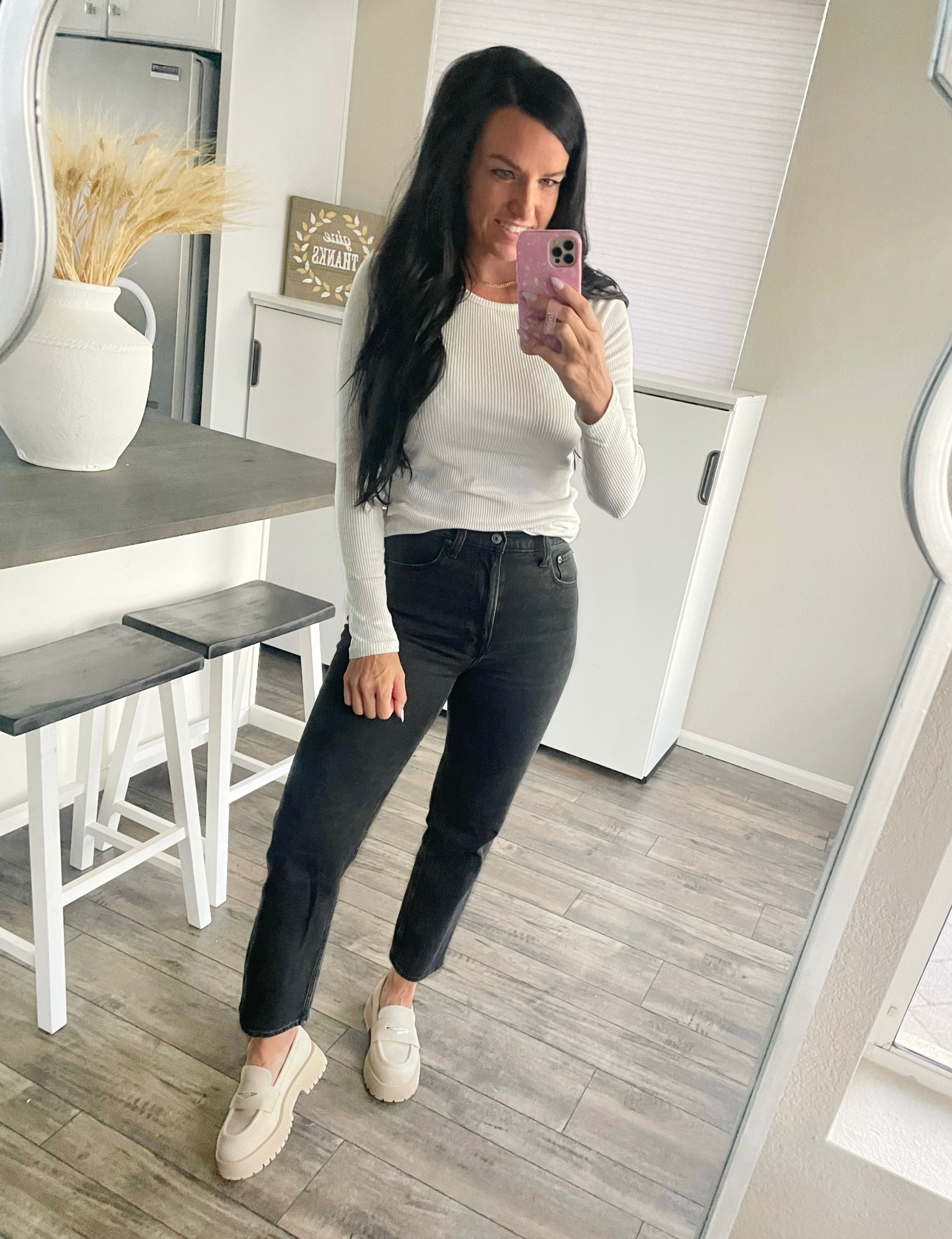 Ankle straight jeans styled for fall on sale in the LTK app! 🍂

This is also my favorite long sleeved tshirt— it’s back this year in many colors!! (I get a size S.)

(Size details starred in the shopping image.)

Abercrombie, jeans, fall outfit #ltkunder100 #ltkstyletip

#LTKSale 

#LTKsalealert #LTKSeasonal