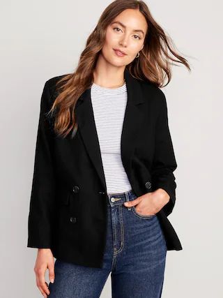 Double-Breasted Textured Blazer for Women | Old Navy (US)