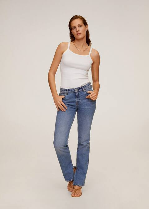 Geripptes Top aus Baumwoll-Mix | MANGO (DE)