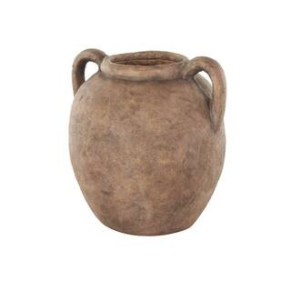 Litton Lane Copper Antique Style Textured Ceramic Decorative Vase with Handles 046809 - The Home ... | The Home Depot