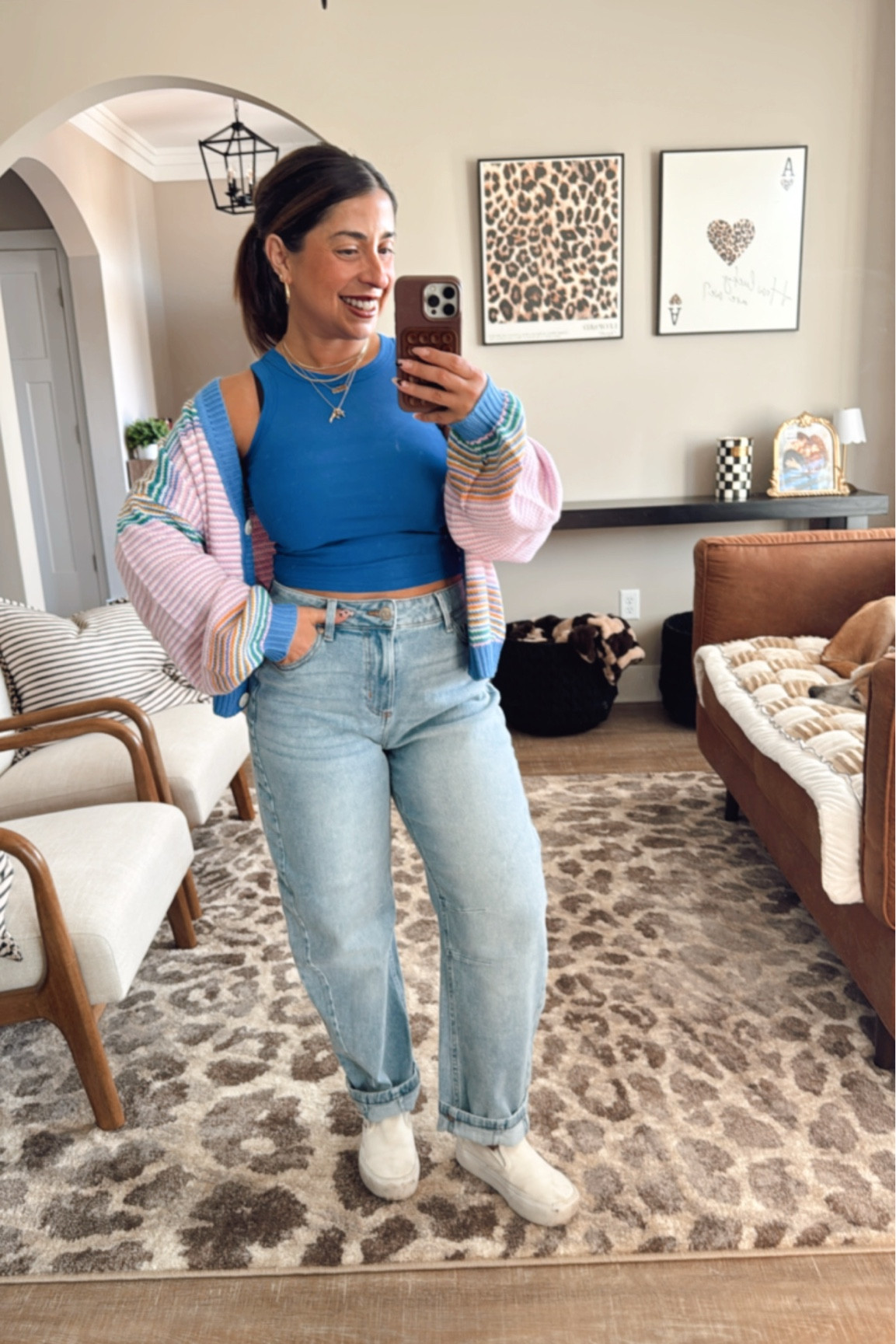 Outfit of the day. Wearing a size 7 in denim, small in tank and sweater 🦋

#LTKSaleAlert #LTKPetite #LTKFindsUnder50