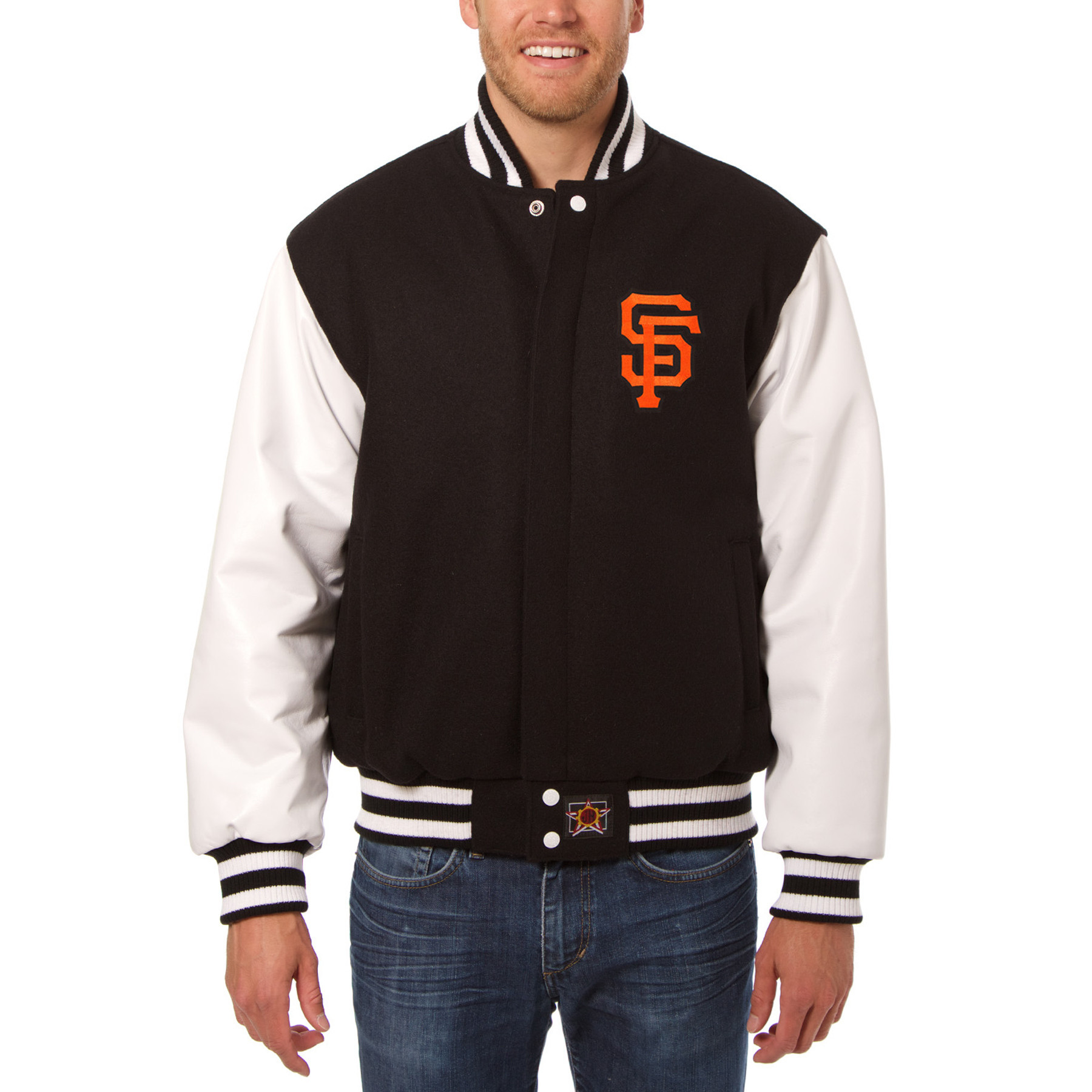 Men's JH Design Black/White San Francisco Giants Big & Tall Wool & Leather Jacket | Fanatics