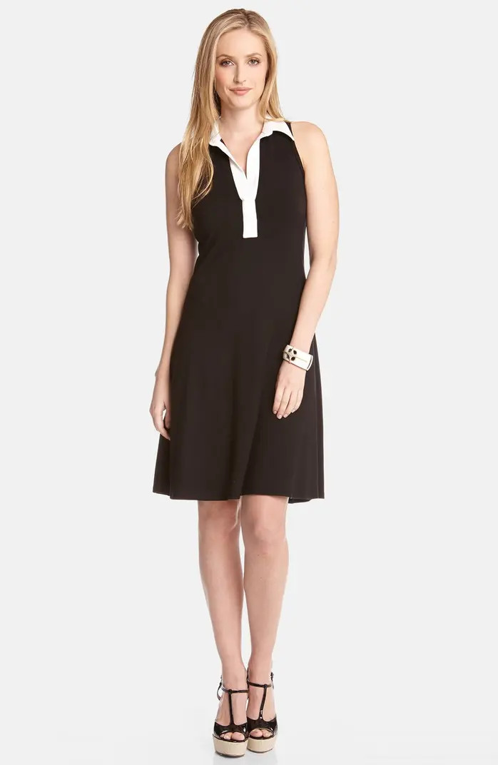 Contrast Placket Fit & Flare Shirtdress | Nordstrom