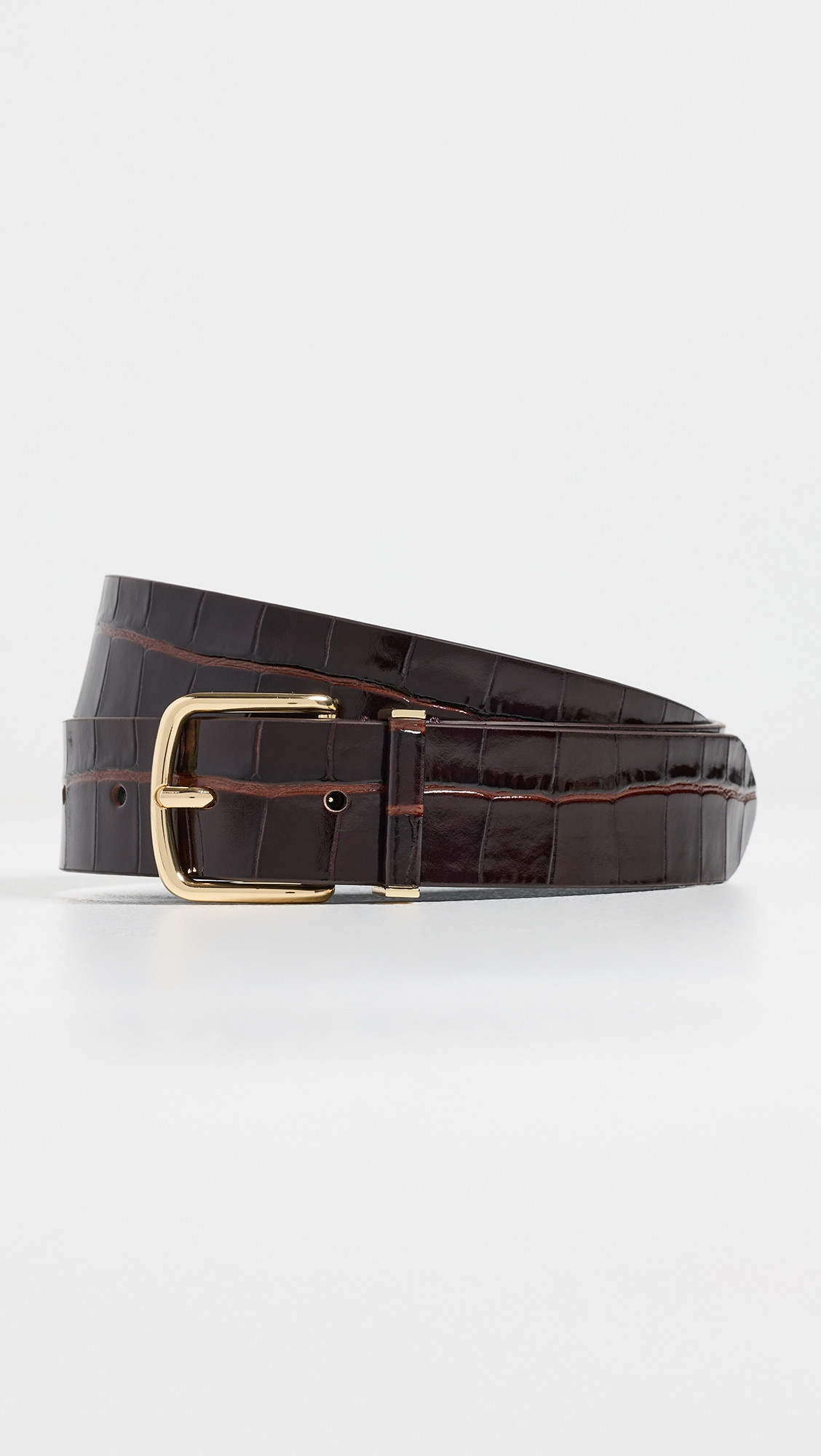 Vince Ellie Leather Croc Belt Black Rose XL | Shopbop