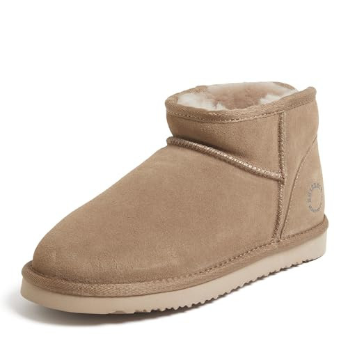 Fireside by Dearfoams Women's Riverland Shearling Fur Lined Mini Ankle Boot with Platform Slipper, Driftwood, 10 | Amazon (US)