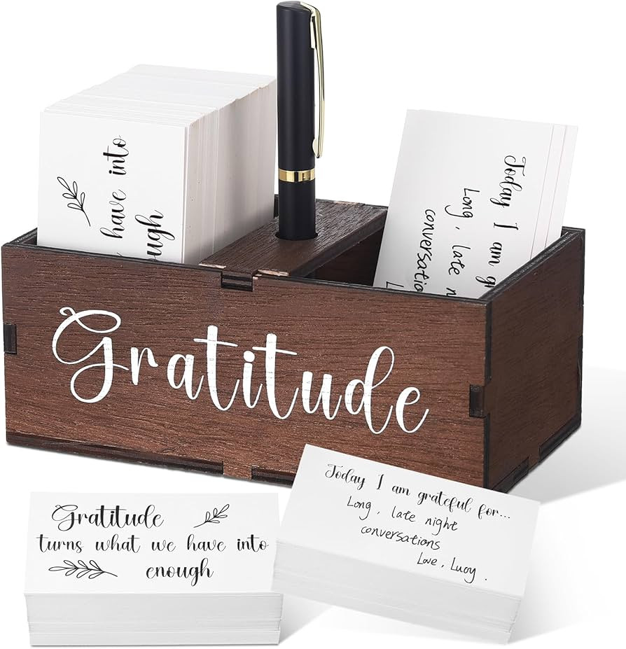 Clabby Gratitude Jar Include 200 Cards 1 Pen 1 Blessing Jar Wood Box Practice Thankful Appreciati... | Amazon (US)