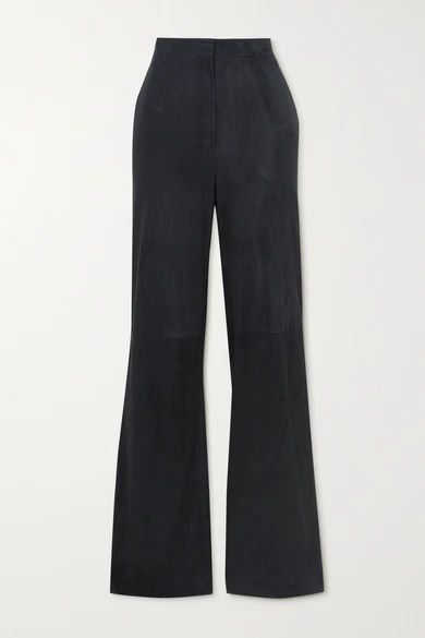 Gabriela Hearst - Vesta Suede Wide-leg Pants - Navy | NET-A-PORTER (US)