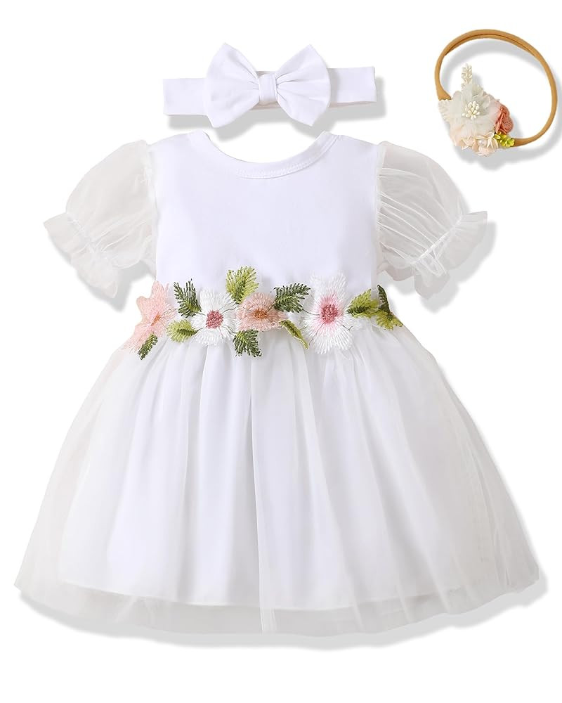 Baby Girl Flower Dress Summer Toddler Dresses Princess Birthday Wedding Party Tulle Dress for Gir... | Amazon (US)