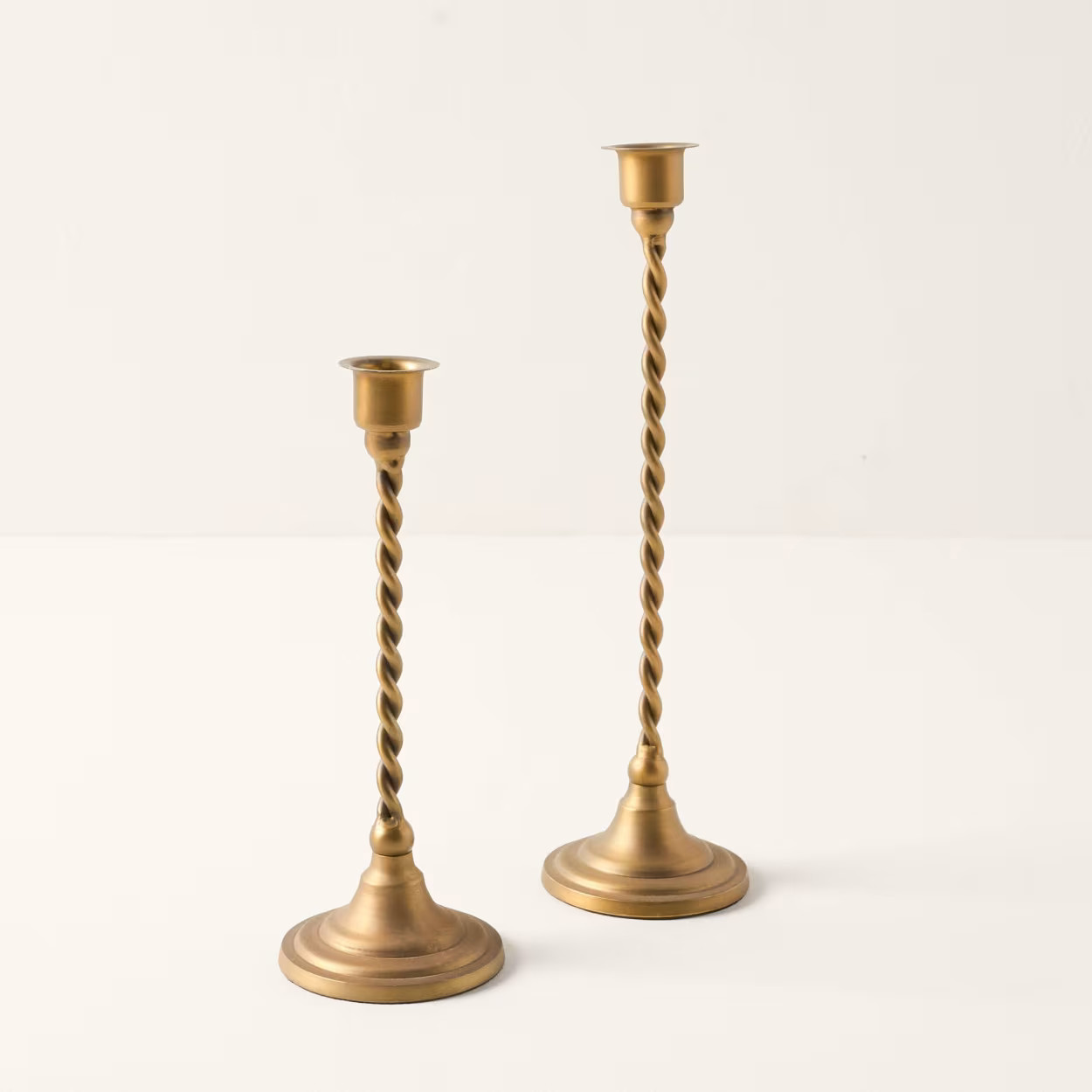 Antique Brass Metal Twisted Taper Holder | Magnolia