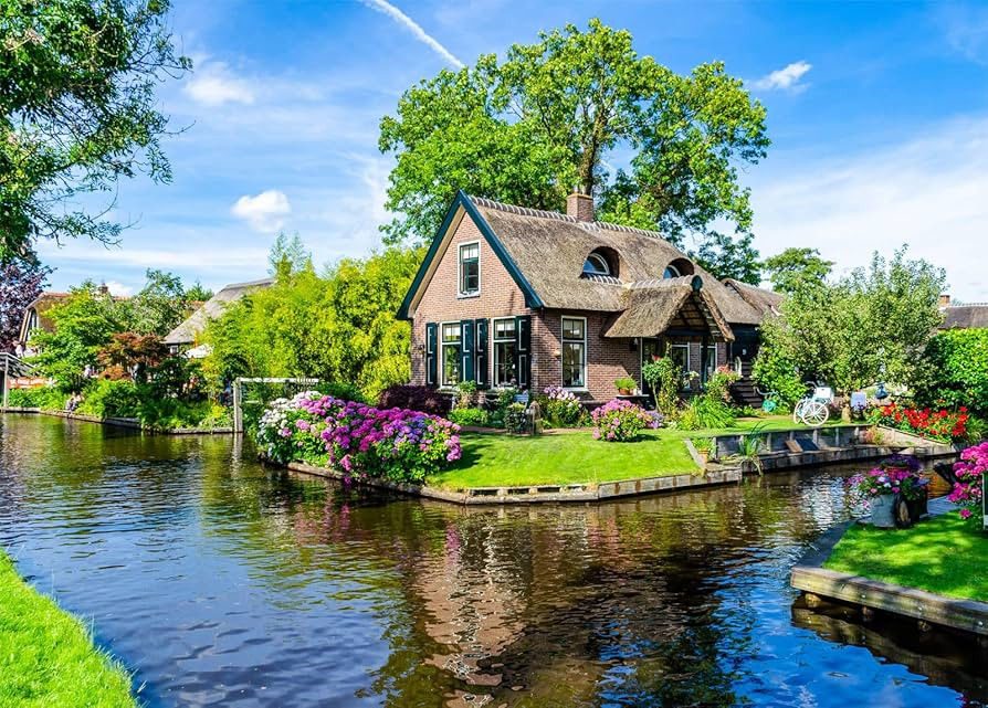 HUADADA Jigsaw Puzzles for Adults 1000 Pieces, Giethoorn Village Interlock Perfectly Letter on Ba... | Amazon (US)