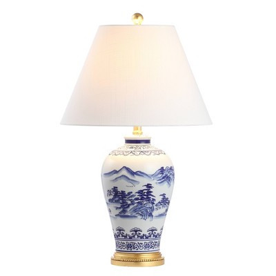 26.5" Ceramic/Iron Traditional Cottage Table Lamp (Includes LED Light Bulb) Blue - JONATHAN Y: Empire Shade, UL Listed, Rotary Switch | Target