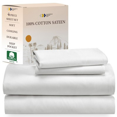 Soft 100% Cotton Sheets Set - Cooling Durable Sateen, Deep Pocket - by California Design Den - Ivory, Full | Target