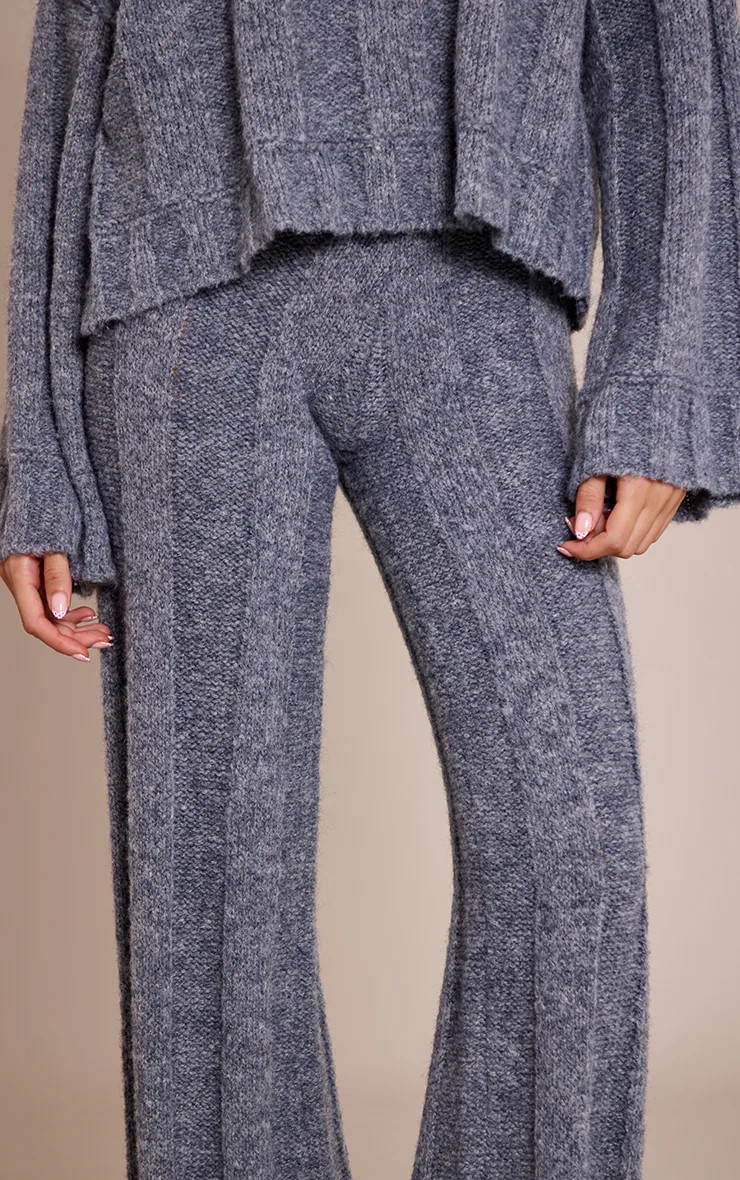 Grey Thick Rib Knitted Trouser | PrettyLittleThing UK