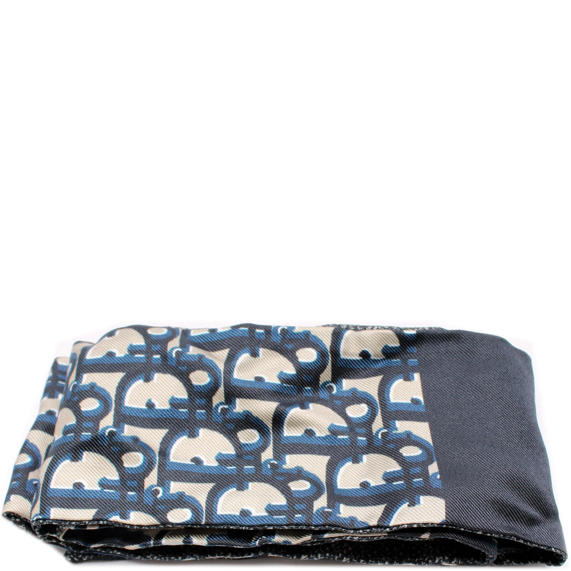 Oblique Mitzah Silk Navy Scarf | Keeks Designer Handbags