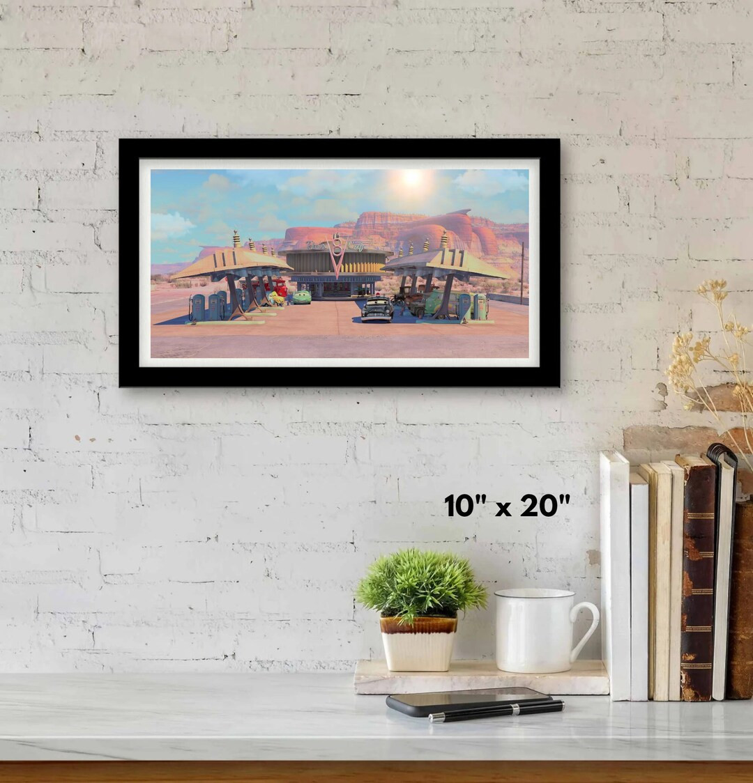 Radiator Springs Cars Flo's V8 Cafe Fine Art Wall Art, Canvas, Artwork, Art Print, Home Decor, Gi... | Etsy (US)