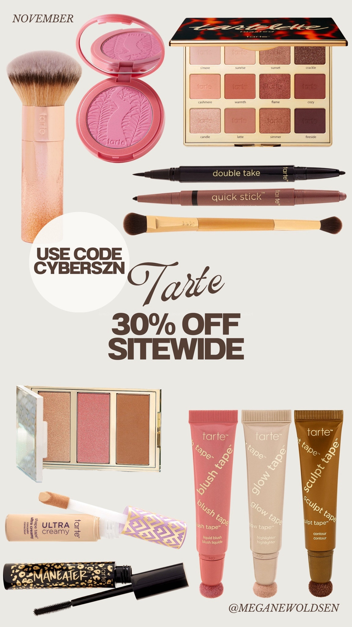 Tarte is 30% off sitewide right now!! Here are my favorite picks!! Use code: CYBERSZN 

#LTKGiftGuide #LTKCyberWeek #LTKbeauty