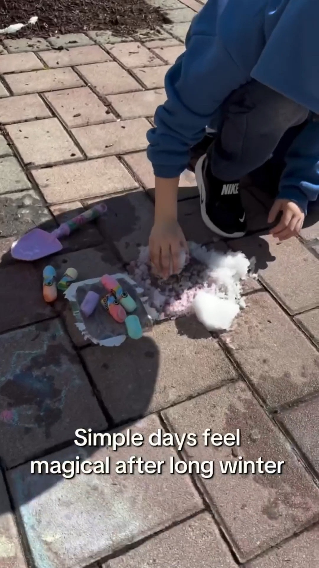 Today felt like an exhale.
The first truly warm day in months.
My toddler napped in the stroller while my oldest and I walked and talked.
Fruit bowls on the porch.
Chalk on the pavement.
Washing it away with snow like it was some kind of magic trick.
Nothing big.
Nothing planned.
Just sunshine and slow moments.
And sometimes that’s more than enough. 🤍